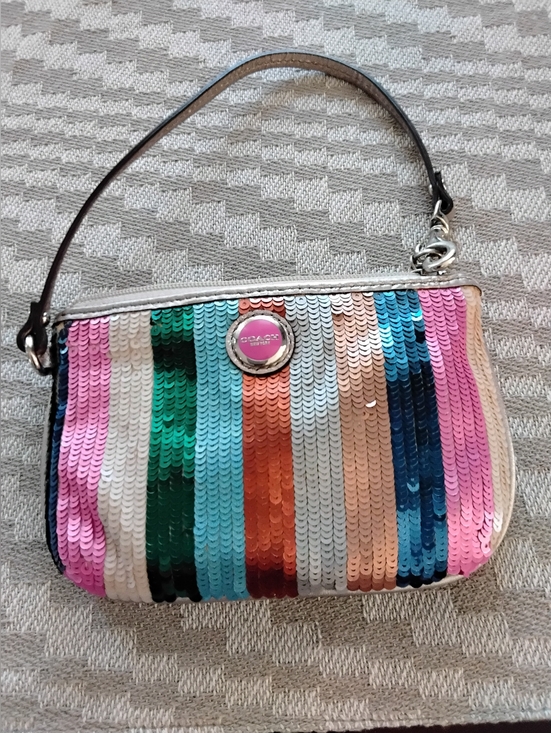 Coach Handbags - Coach Legacy Stripe Sequin Wristlet Y2K